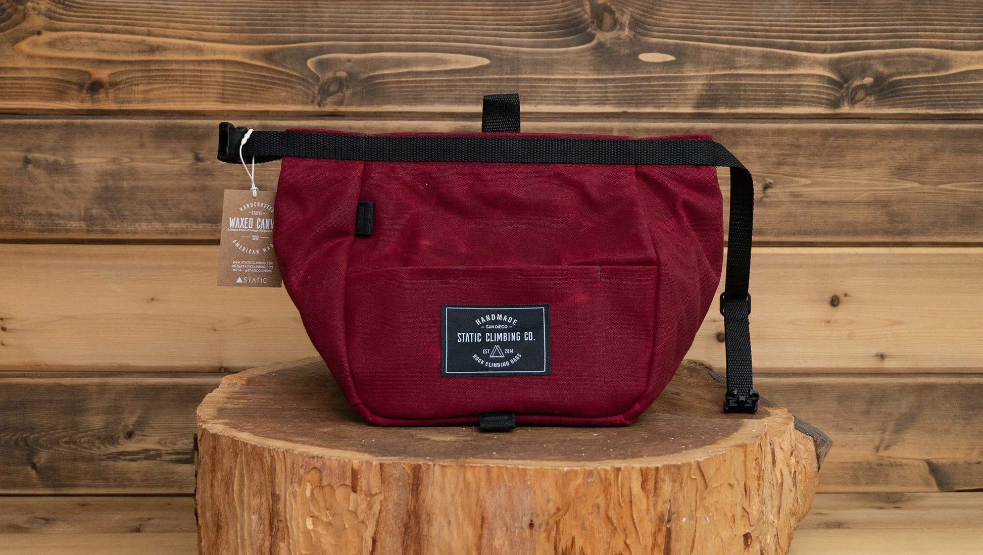 Waxed Canvas Chalk Bucket | OXBLOOD — △STΛTIC Climbing